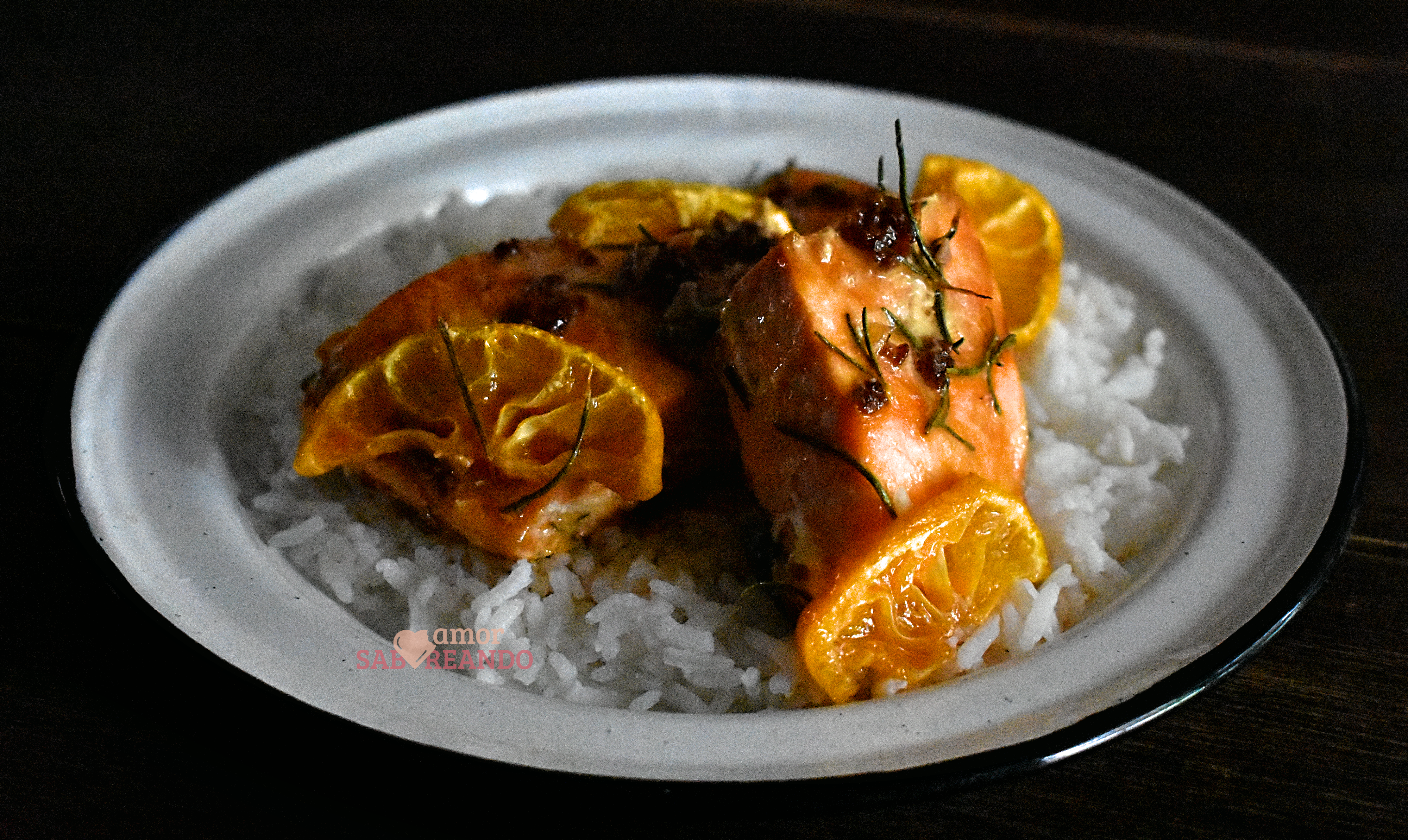 Salmón al mandarino con arroz jazmín_SaboreandoAmor.com
